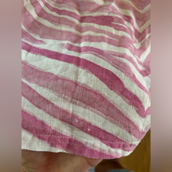 iLinen Womens Shirt Small Organic‎ Linen Resort Vacation Pink Zebra Off Shoulder - Picture 9 of 10